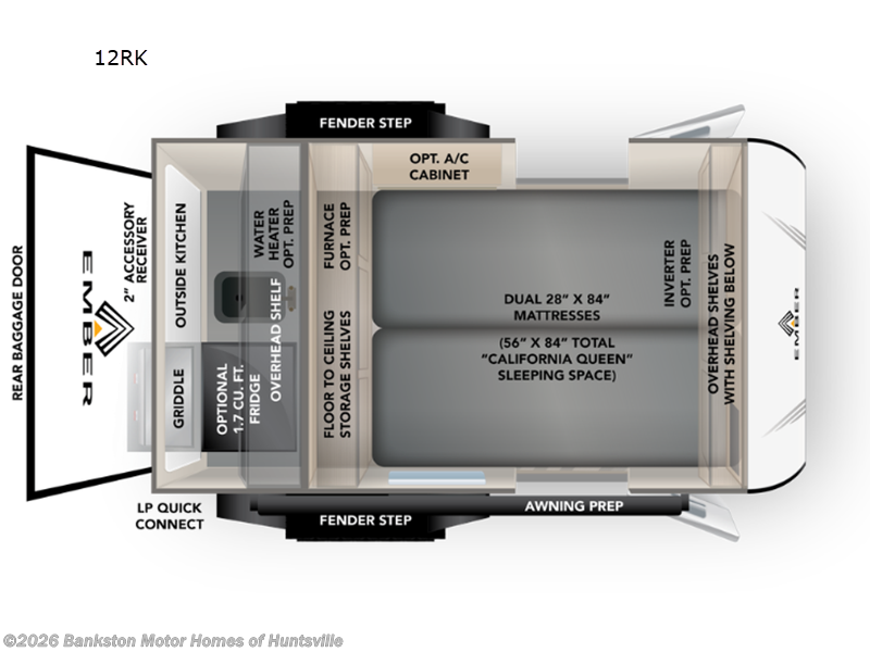 2026 Ember RV E-Series 12RK - New Travel Trailer For Sale by Bankston Motor Homes of Huntsville in Huntsville, Alabama