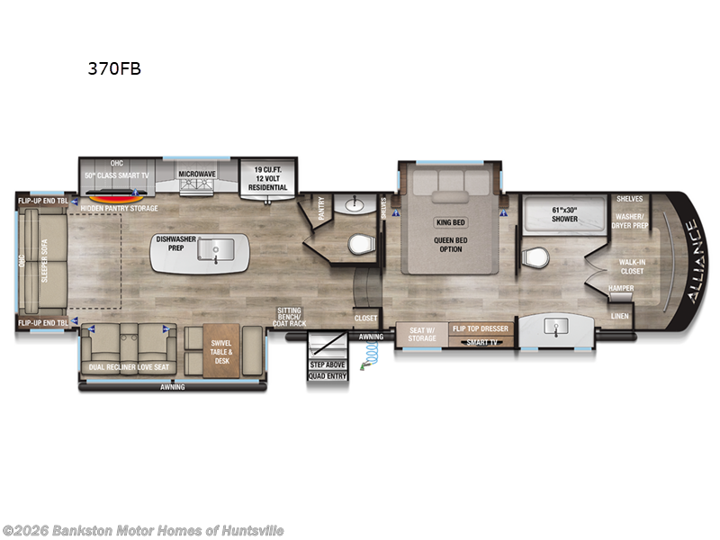 2026 Alliance RV Paradigm 370FB - New Fifth Wheel For Sale by Bankston Motor Homes of Huntsville in Huntsville, Alabama features Slideout