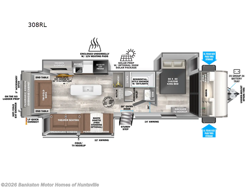 2026 Forest River Wildwood Heritage Glen 308RL - New Travel Trailer For Sale by Bankston Motor Homes of Huntsville in Huntsville, Alabama features Slideout