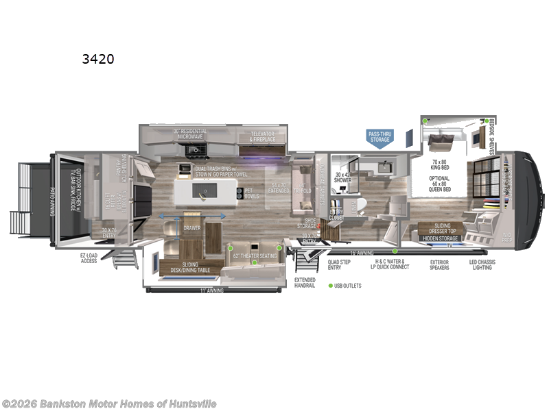 2026 Brinkley RV Model Z 3420 - New Fifth Wheel For Sale by Bankston Motor Homes of Huntsville in Huntsville, Alabama features Slideout