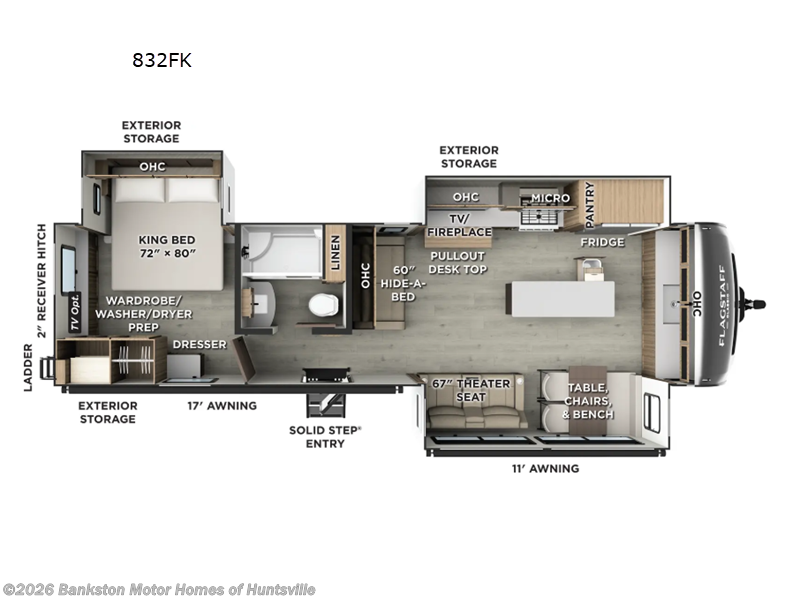 2026 Forest River Flagstaff Classic 832FK - New Travel Trailer For Sale by Bankston Motor Homes of Huntsville in Huntsville, Alabama features Slideout