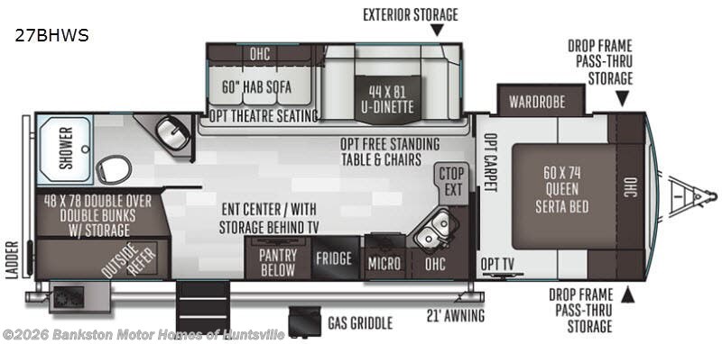 2020 Forest River Flagstaff Super Lite 27BHWS - Used Travel Trailer For Sale by Bankston Motor Homes of Huntsville in Huntsville, Alabama features Slideout