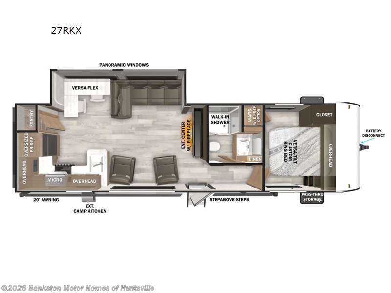 2026 Forest River Wildwood 27RKX - New Travel Trailer For Sale by Bankston Motor Homes of Huntsville in Huntsville, Alabama features Slideout