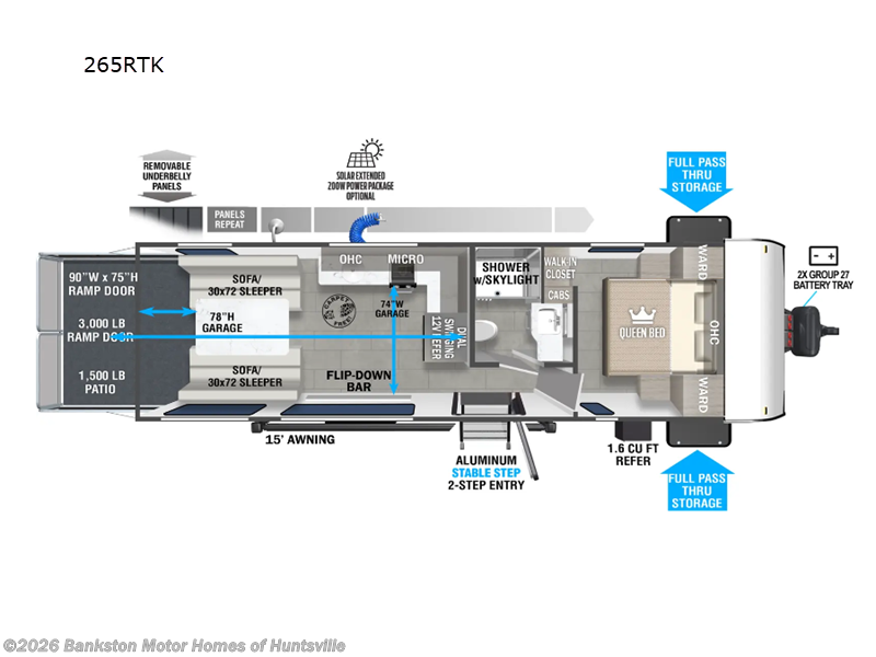 2024 Forest River Wildwood FSX 265RTK - Used Toy Hauler For Sale by Bankston Motor Homes of Huntsville in Huntsville, Alabama