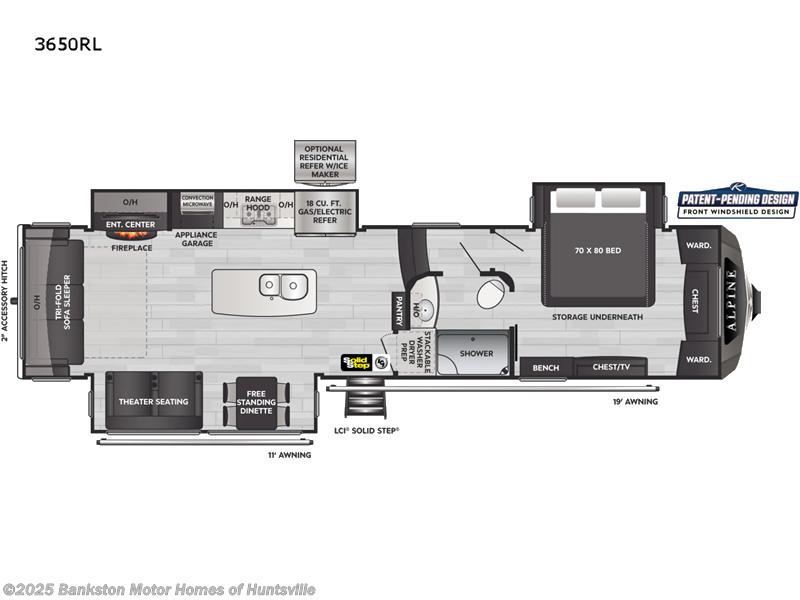 2023 Keystone Alpine 3650RL - Used Fifth Wheel For Sale by Bankston Motor Homes of Huntsville in Huntsville, Alabama features Slideout