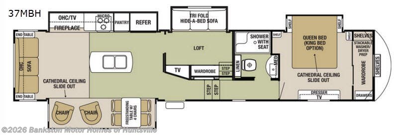 2018 Forest River Cedar Creek Silverback 37MBH - Used Fifth Wheel For Sale by Bankston Motor Homes of Huntsville in Huntsville, Alabama features Slideout