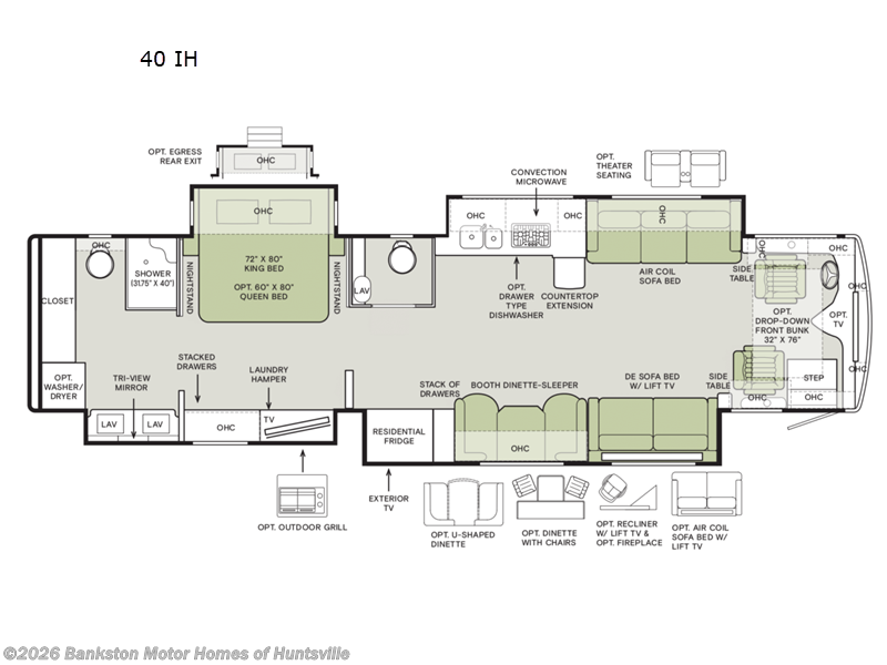 2026 Tiffin Phaeton 40 IH - New Class A For Sale by Bankston Motor Homes of Huntsville in Huntsville, Alabama features Slideout