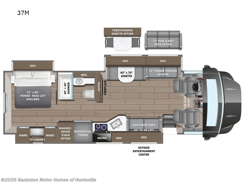 2026 Entegra Coach Accolade XL 37M - New Super C For Sale by Bankston Motor Homes of Huntsville in Huntsville, Alabama features Slideout