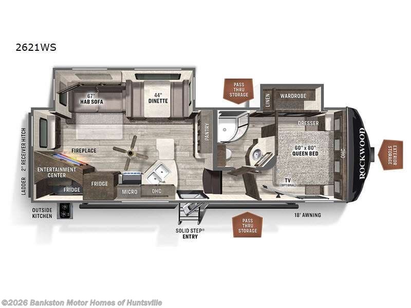 2021 Forest River Rockwood Ultra Lite 2621WS - Used Fifth Wheel For Sale by Bankston Motor Homes of Huntsville in Huntsville, Alabama features Slideout
