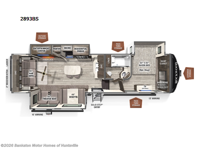 2022 Forest River Rockwood Ultra Lite 2893BS - Used Fifth Wheel For Sale by Bankston Motor Homes of Huntsville in Huntsville, Alabama features Slideout