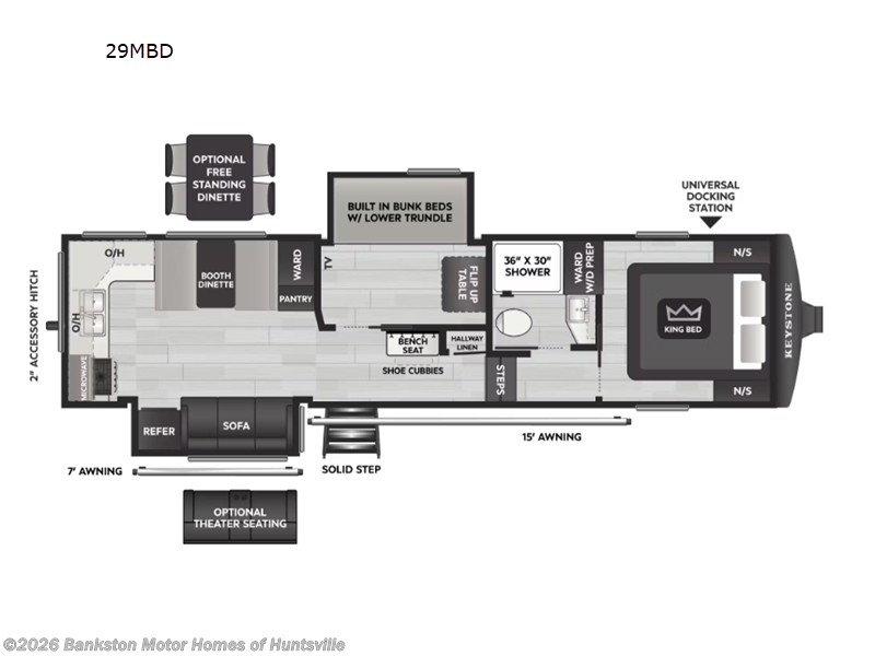 2026 Keystone Cougar Half-Ton 29MBD - New Fifth Wheel For Sale by Bankston Motor Homes of Huntsville in Huntsville, Alabama features Slideout