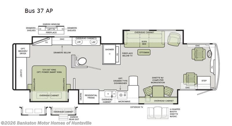 2020 Tiffin Allegro Bus 37 AP - Used Class A For Sale by Bankston Motor Homes of Huntsville in Huntsville, Alabama features Slideout