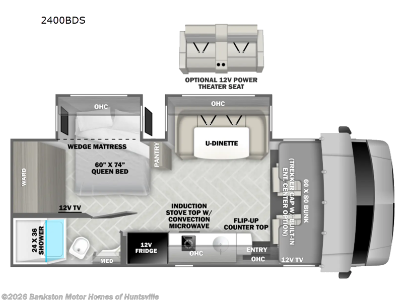 2026 Forest River Sunseeker MBS 2400BDS - New Class C For Sale by Bankston Motor Homes of Huntsville in Huntsville, Alabama features Slideout