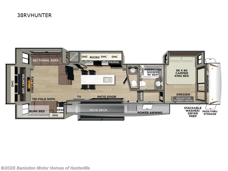 2026 Forest River Sabre 38RVHUNTER - New Fifth Wheel For Sale by Bankston Motor Homes of Huntsville in Huntsville, Alabama features Slideout