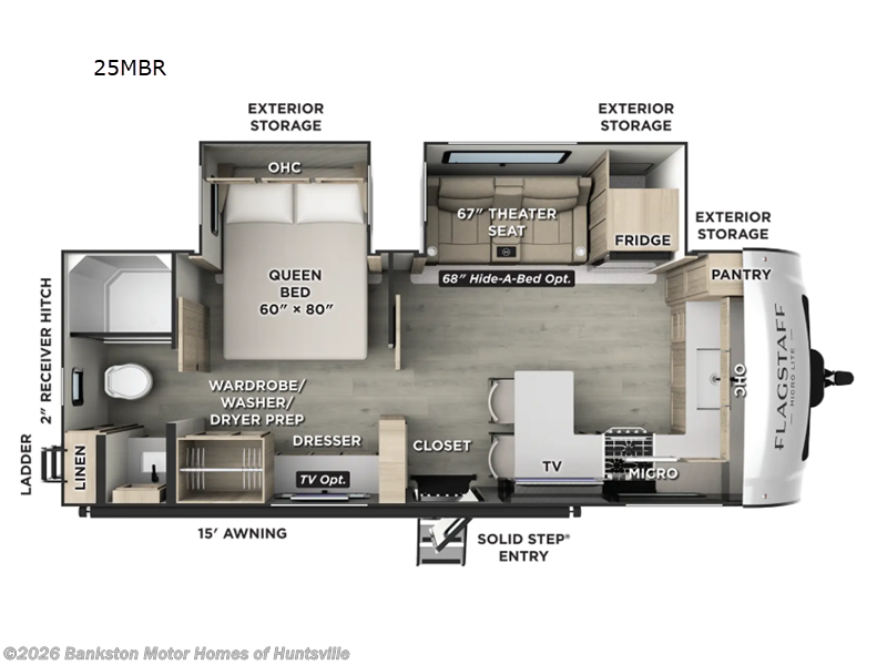 2026 Forest River Flagstaff Micro Lite 25MBR - New Travel Trailer For Sale by Bankston Motor Homes of Huntsville in Huntsville, Alabama features Slideout