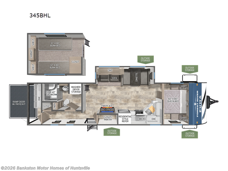 2025 Palomino Puma 345BHL - Used Travel Trailer For Sale by Bankston Motor Homes of Huntsville in Huntsville, Alabama features Slideout