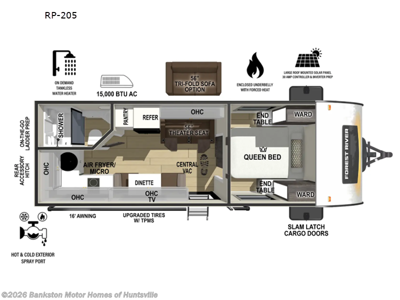 2026 Forest River R Pod RP-205 - New Travel Trailer For Sale by Bankston Motor Homes of Huntsville in Huntsville, Alabama