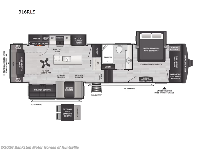 2027 Keystone Cougar 316RLS - New Fifth Wheel For Sale by Bankston Motor Homes of Huntsville in Huntsville, Alabama features Slideout