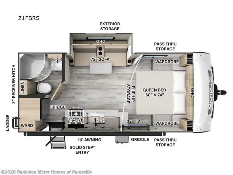 2025 Forest River Flagstaff Micro Lite 21FBRS - Used Travel Trailer For Sale by Bankston Motor Homes of Huntsville in Huntsville, Alabama features Slideout