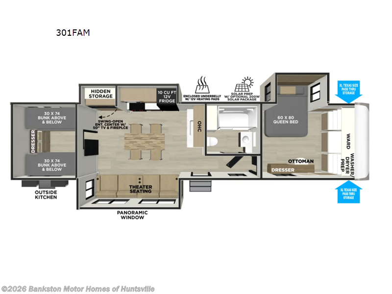 2027 Forest River Wildwood Heritage Glen 301FAM - New Travel Trailer For Sale by Bankston Motor Homes of Huntsville in Huntsville, Alabama features Slideout