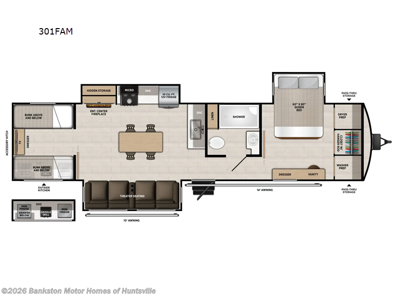 2027 Forest River Wildwood Heritage Glen 301FAM - New Travel Trailer For Sale by Bankston Motor Homes of Huntsville in Huntsville, Alabama features Slideout
