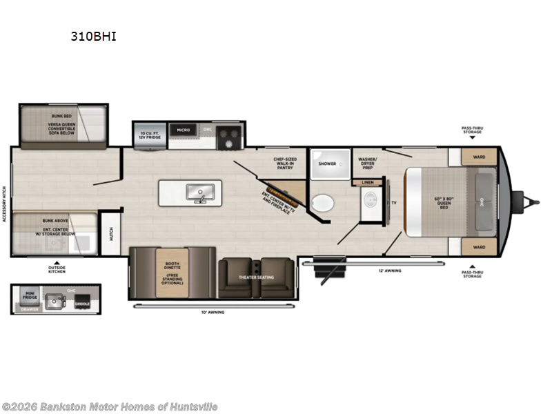 2027 Forest River Wildwood Heritage Glen 310BHI - New Travel Trailer For Sale by Bankston Motor Homes of Huntsville in Huntsville, Alabama features Slideout
