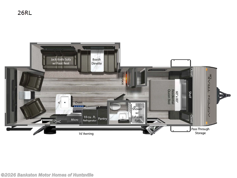 2026 Dutchmen Aspen Trail LE 26RL - New Travel Trailer For Sale by Bankston Motor Homes of Huntsville in Huntsville, Alabama features Slideout