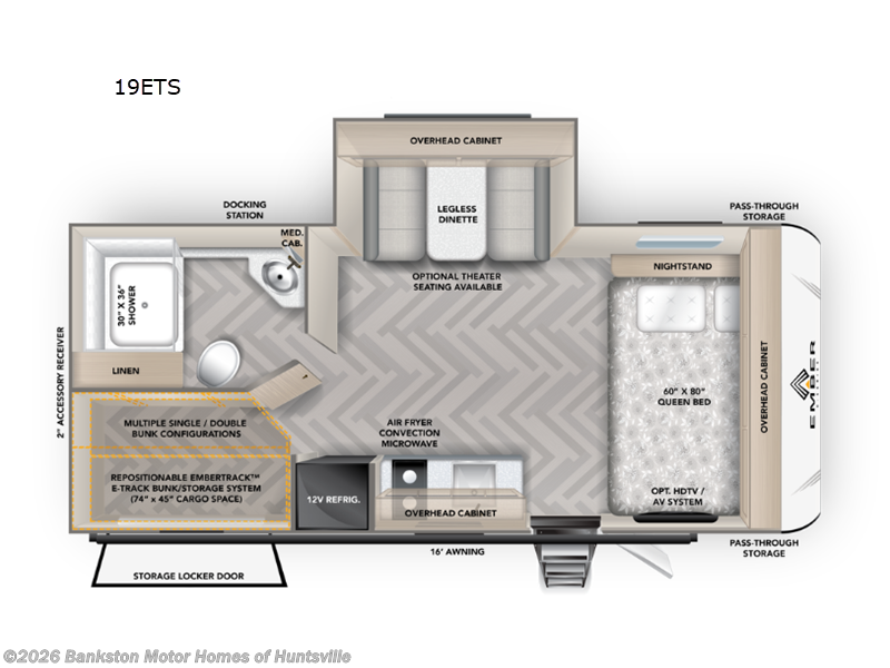 2026 Ember RV E-Series 19ETS - New Travel Trailer For Sale by Bankston Motor Homes of Huntsville in Huntsville, Alabama features Slideout