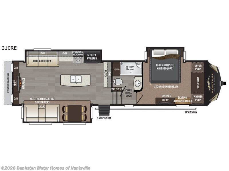 2017 Keystone Montana High Country 310RE - Used Fifth Wheel For Sale by Bankston Motor Homes of Huntsville in Huntsville, Alabama features Slideout