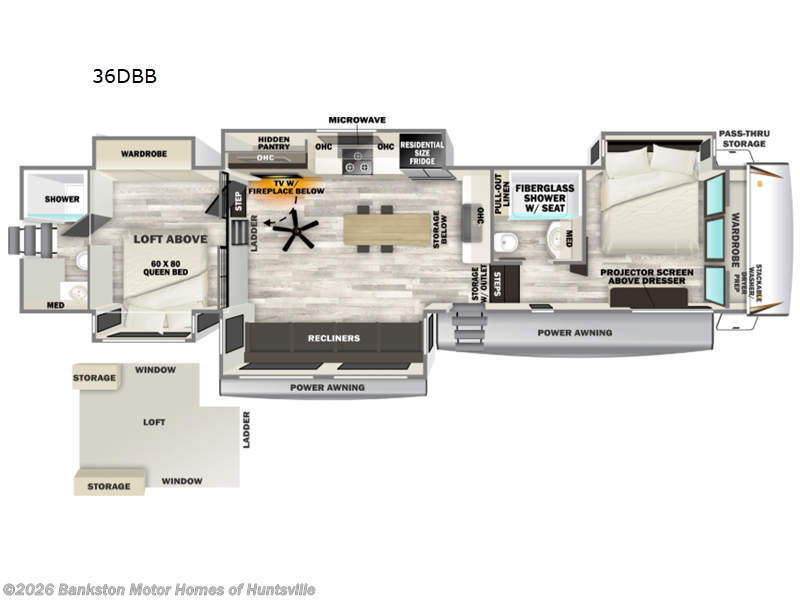 2027 Forest River Sabre 36DBB - New Fifth Wheel For Sale by Bankston Motor Homes of Huntsville in Huntsville, Alabama features Slideout