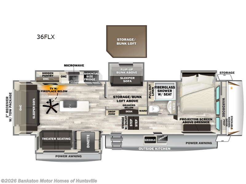 2027 Forest River Sabre 36FLX - New Fifth Wheel For Sale by Bankston Motor Homes of Huntsville in Huntsville, Alabama features Slideout