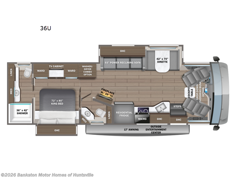 2027 Entegra Coach Emblem 36U - New Class A For Sale by Bankston Motor Homes of Huntsville in Huntsville, Alabama features Slideout