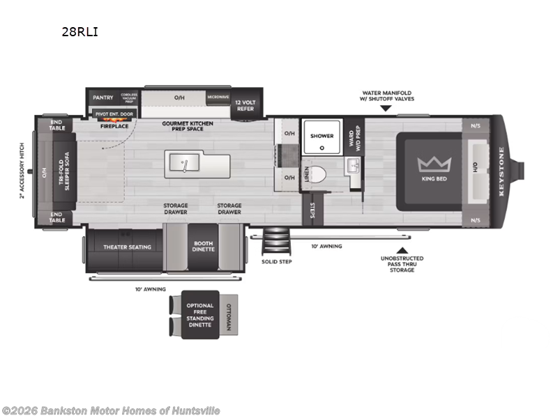 2027 Keystone Cougar Half-Ton 28RLI - New Fifth Wheel For Sale by Bankston Motor Homes of Huntsville in Huntsville, Alabama features Slideout