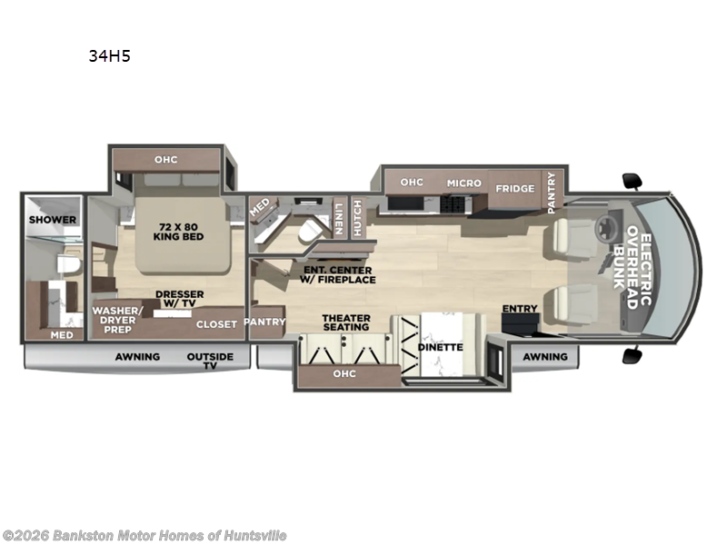 2027 Forest River Georgetown 5 Series 34H5 - New Class A For Sale by Bankston Motor Homes of Huntsville in Huntsville, Alabama features Slideout