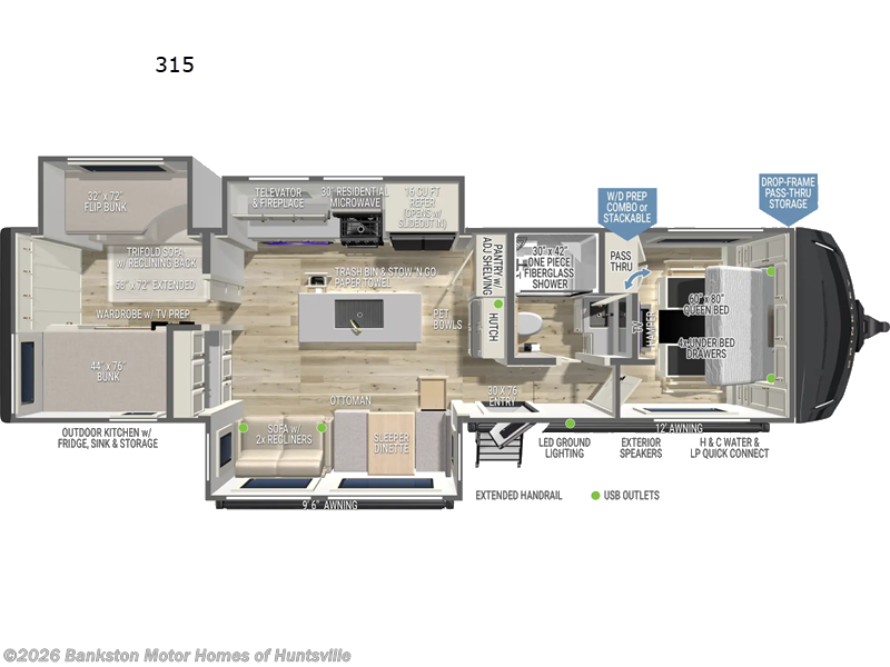 2027 Brinkley RV Model Z AIR 315 - New Travel Trailer For Sale by Bankston Motor Homes of Huntsville in Huntsville, Alabama features Slideout