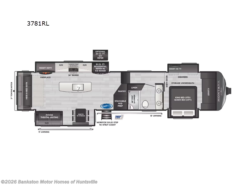 2025 Keystone Montana 3781RL - New Fifth Wheel For Sale by Bankston Motor Homes of Huntsville in Huntsville, Alabama features Slideout