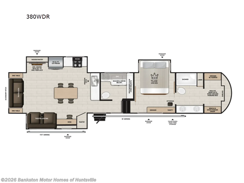 2027 Forest River Wildwood Heritage Glen 380WDR - New Fifth Wheel For Sale by Bankston Motor Homes of Huntsville in Huntsville, Alabama features Slideout