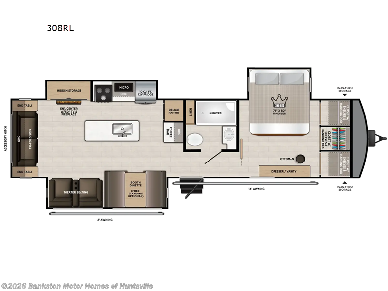 2027 Forest River Wildwood Heritage Glen 308RL - New Travel Trailer For Sale by Bankston Motor Homes of Huntsville in Huntsville, Alabama features Slideout