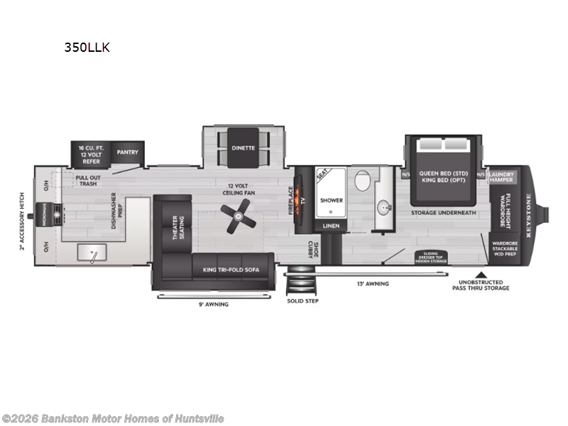 2027 Keystone Cougar 350LLK - New Fifth Wheel For Sale by Bankston Motor Homes of Huntsville in Huntsville, Alabama features Slideout