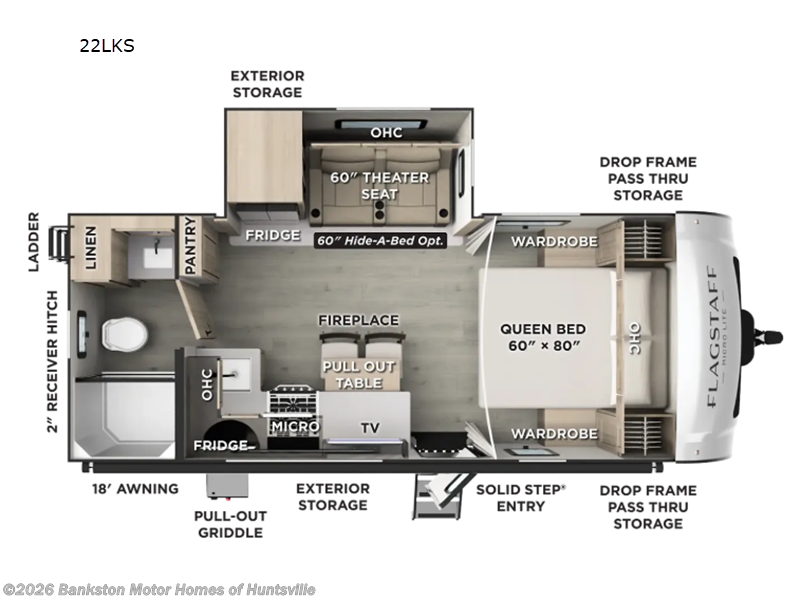 2027 Forest River Flagstaff Micro Lite 22LKS - New Travel Trailer For Sale by Bankston Motor Homes of Huntsville in Huntsville, Alabama features Slideout