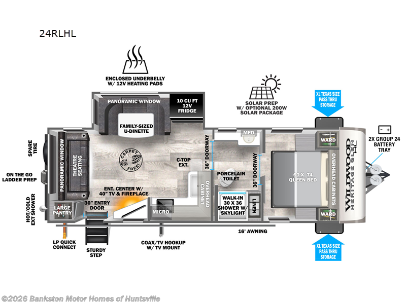 2023 Forest River Wildwood Heritage Glen Hyper-Lyte 24RLHL - Used Travel Trailer For Sale by Bankston Motor Homes of Huntsville in Huntsville, Alabama features Slideout