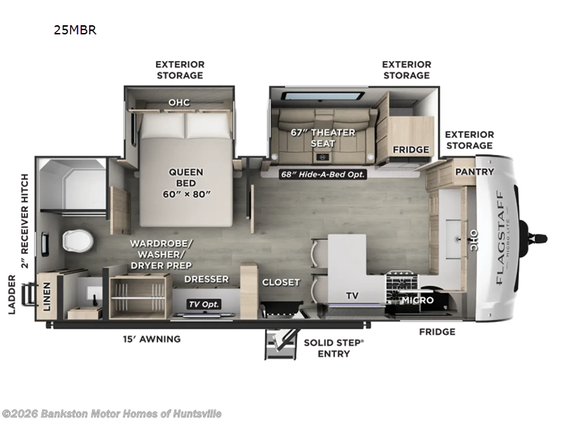 2027 Forest River Flagstaff Micro Lite 25MBR - New Travel Trailer For Sale by Bankston Motor Homes of Huntsville in Huntsville, Alabama features Slideout