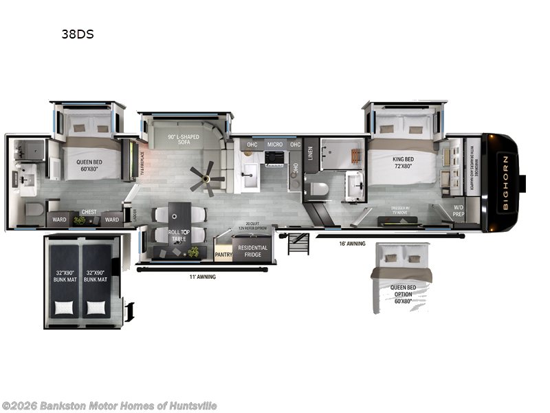 2027 Heartland Bighorn 38DS - New Fifth Wheel For Sale by Bankston Motor Homes of Huntsville in Huntsville, Alabama features Slideout