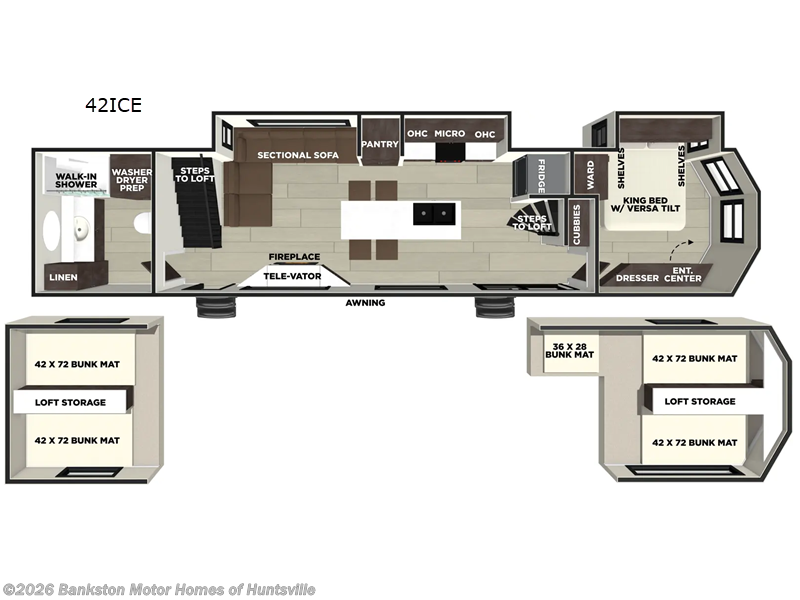 2027 Forest River Wildwood Grand Lodge 42ICE - New Destination Trailer For Sale by Bankston Motor Homes of Huntsville in Huntsville, Alabama features Slideout