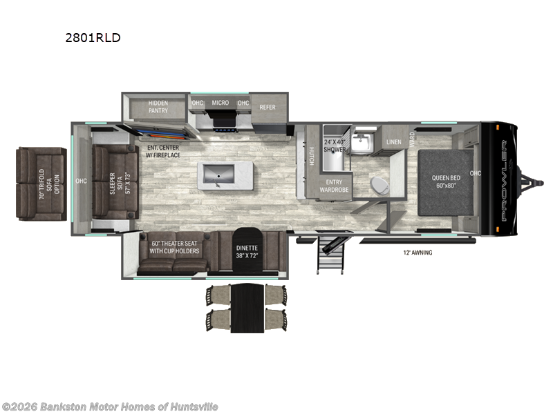 2027 Heartland Prowler 2801RLD - New Travel Trailer For Sale by Bankston Motor Homes of Huntsville in Huntsville, Alabama features Slideout