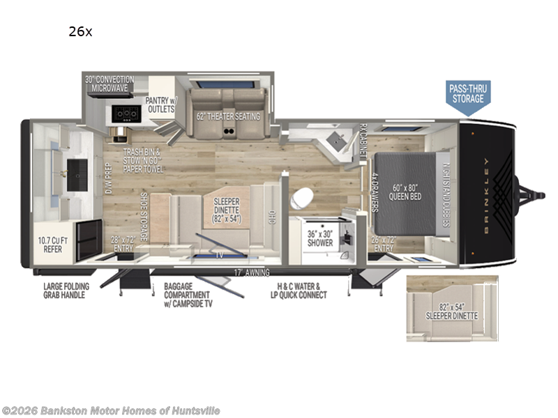 2027 Brinkley RV Model Ix 26x - New Travel Trailer For Sale by Bankston Motor Homes of Huntsville in Huntsville, Alabama features Slideout