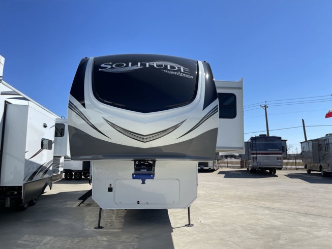 2022 Grand Design Solitude 310GK-R - New Fifth Wheel For Sale by McClain&#39;s RV Rockwall in Rockwall, Texas features Medicine Cabinet, Leveling Jacks, Free Standing Dinette w/Chairs, Rocker Recliner(s), Fireplace