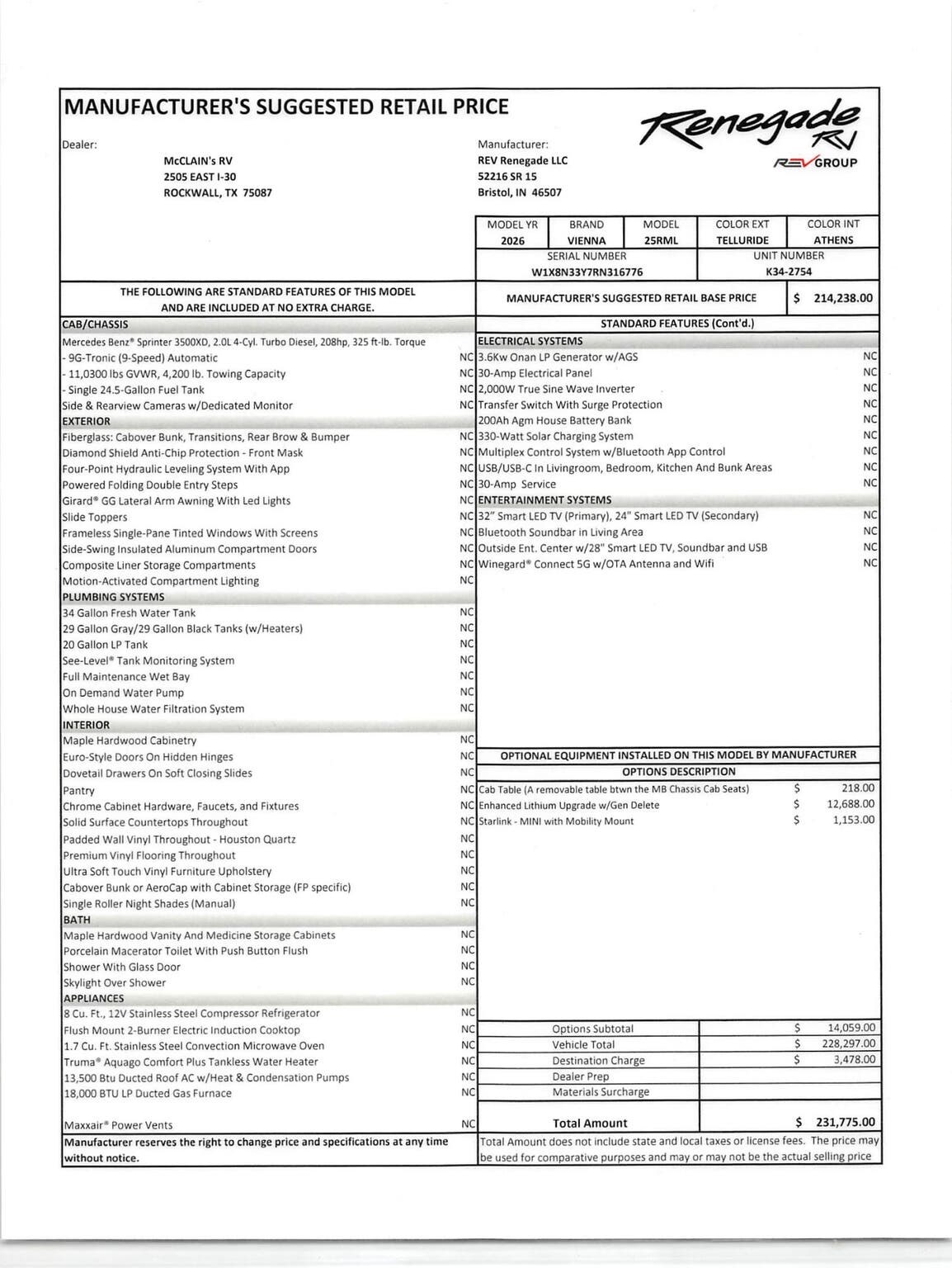 2026 VIENNA 25RML by Renegade from McClain's RV Rockwall in Rockwall, Texas