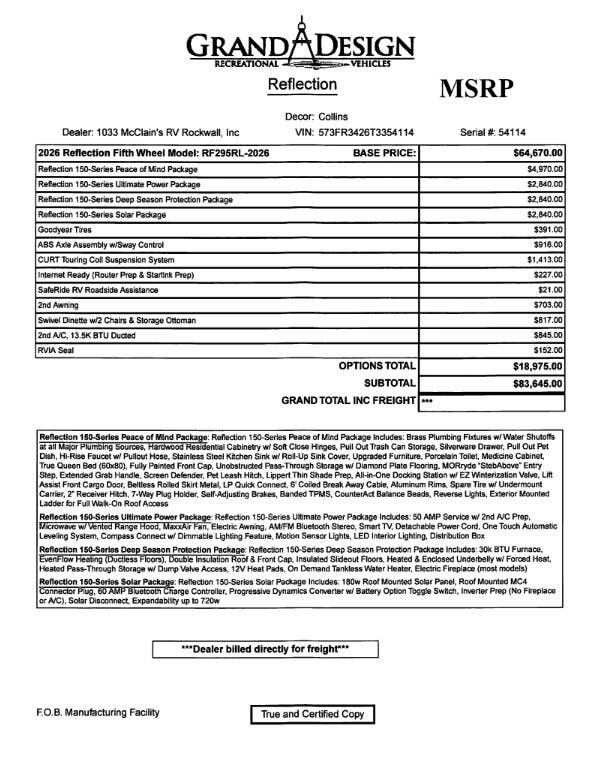 2026 Reflection 150 295RL by Grand Design from McClain's RV Rockwall in Rockwall, Texas