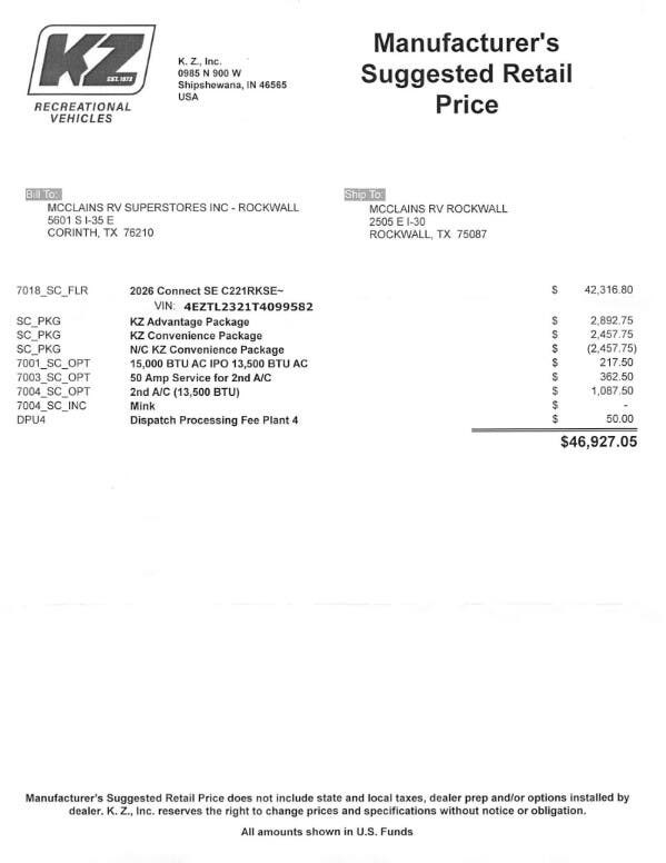 2026 Connect SE 221RK by K-Z from McClain's RV Rockwall in Rockwall, Texas